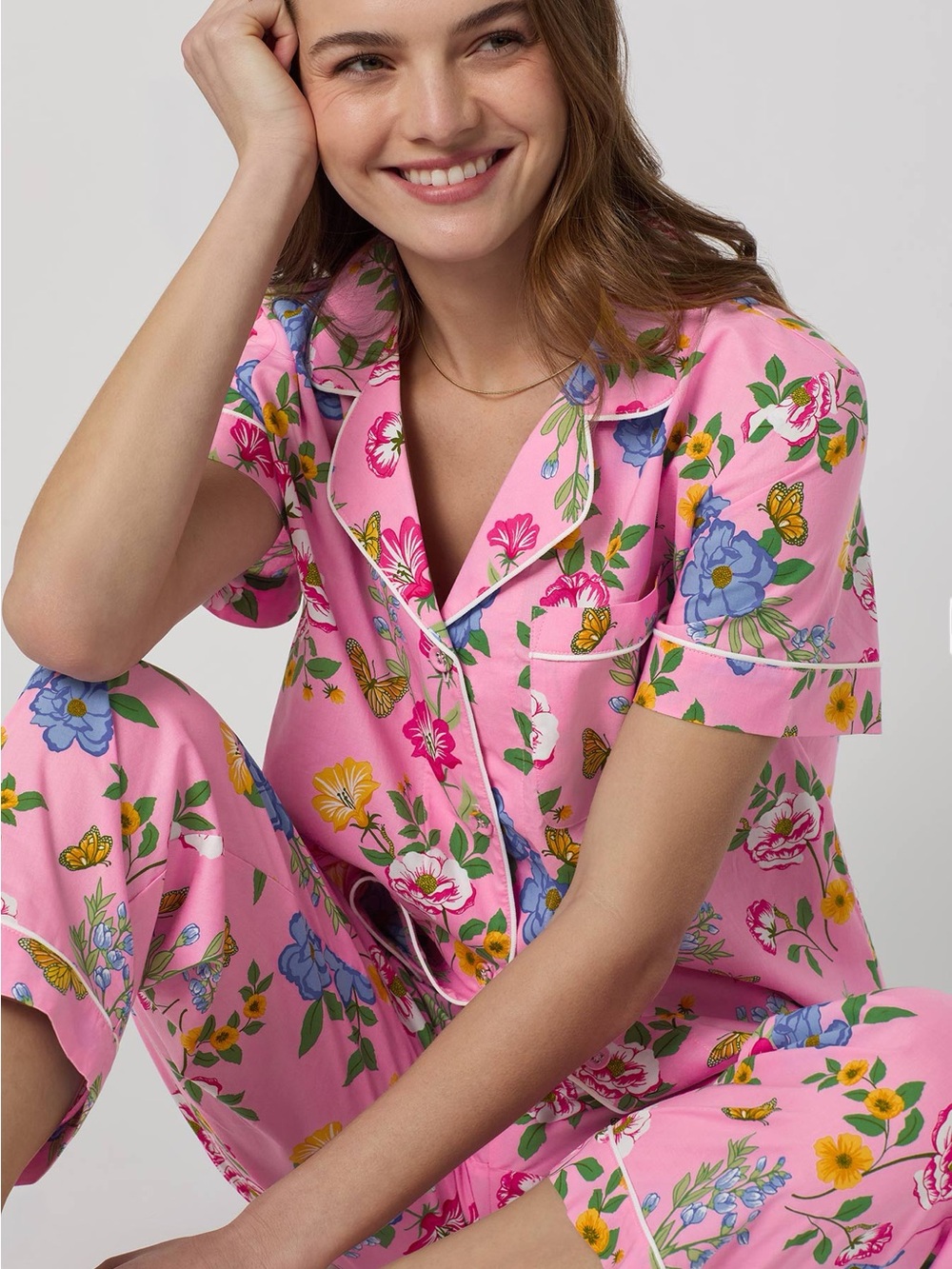 NWT🦋BEDHEAD🦋 Butterfly Garden Classic Woven Organic Cotton Poplin PJ Set Sz. M